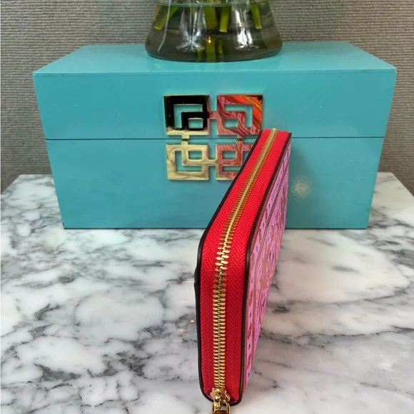 NWT Kate Spade Rare Boutique Bandana Embossed Floral Pink Morgan Zip Wallet - Picture 4 of 7